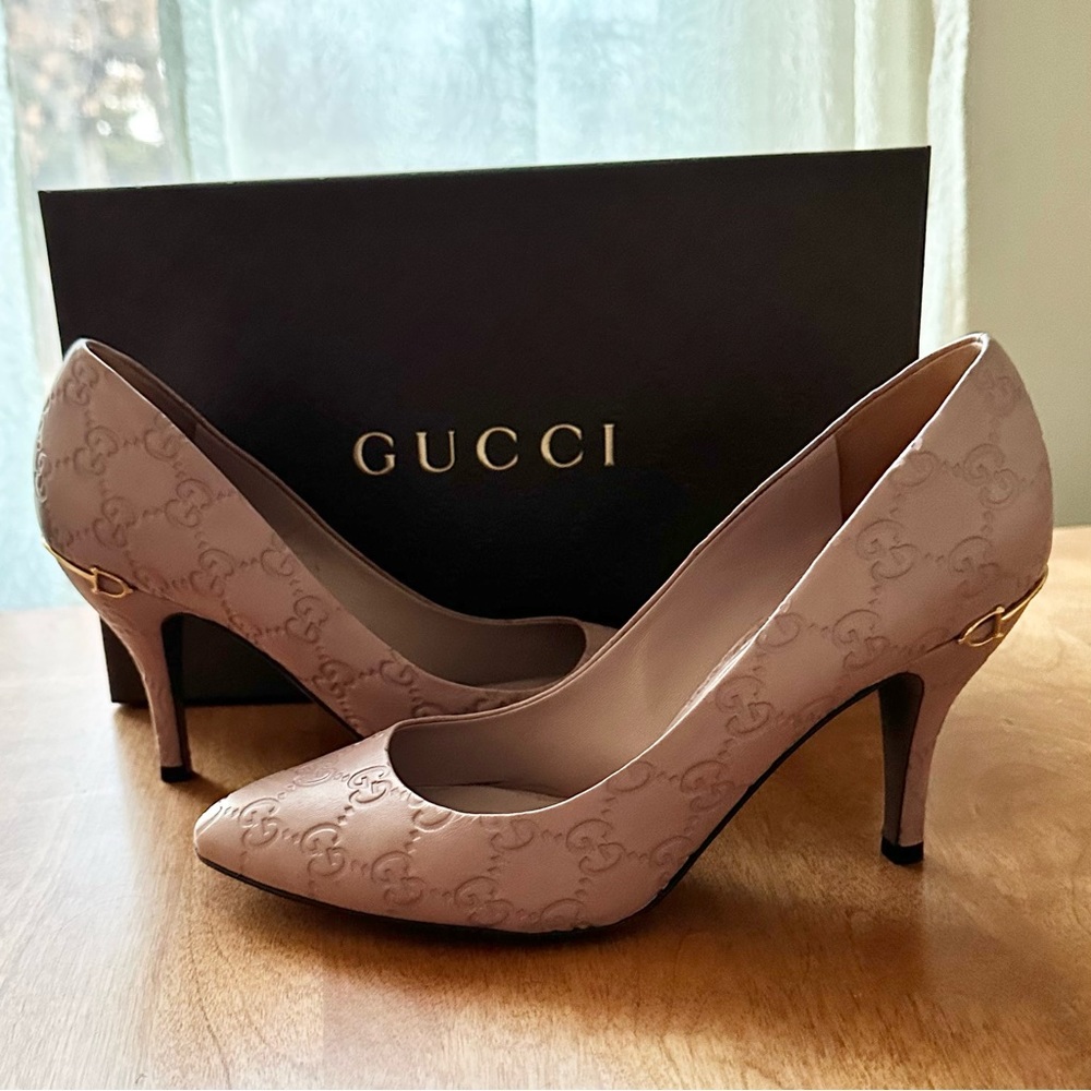 Gucci Pink Embossed Heels